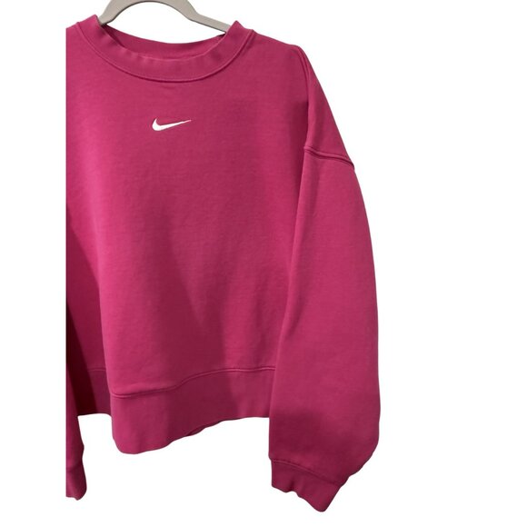 Nike Womens Pink Crewneck Sweatshirt Fllece Cropped Size 1X - Picture 2 of 4